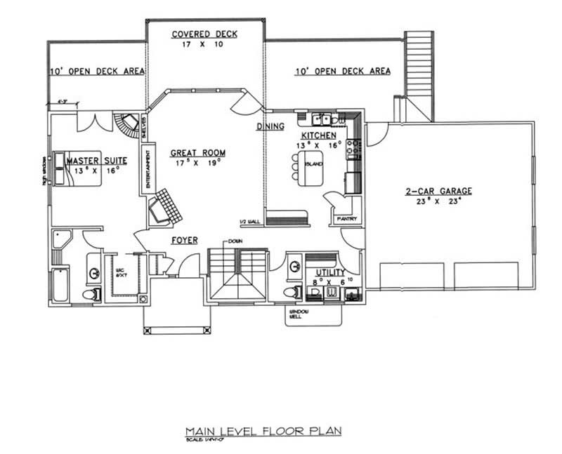 Floor Plan First Story of Log Cabin Plan #132-1335