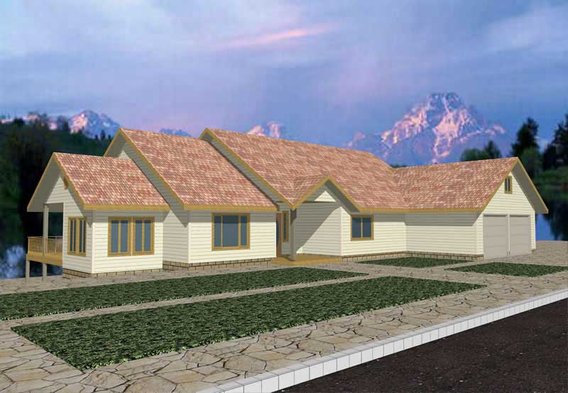 Front Elevation of this Contemporary House (#132-1337) at The Plan Collection.