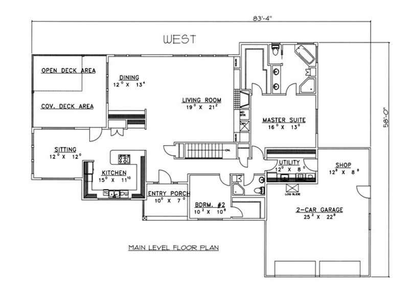 Floor Plan First Story of Contemporary Plan #132-1337