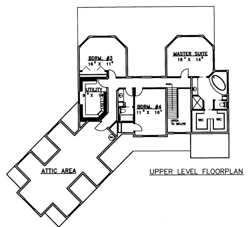 Floor Plan Second Story of Country Plan #132-1338