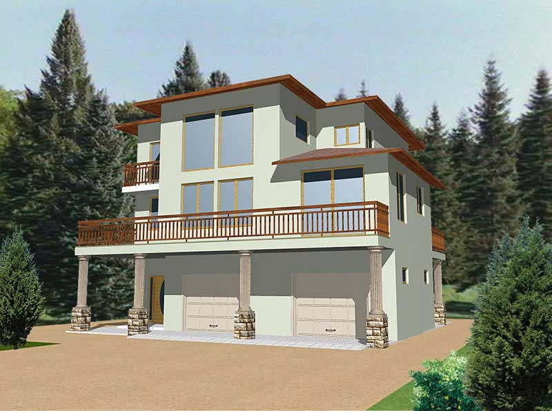 Front Elevation of this Contemporary House (#132-1339) at The Plan Collection.