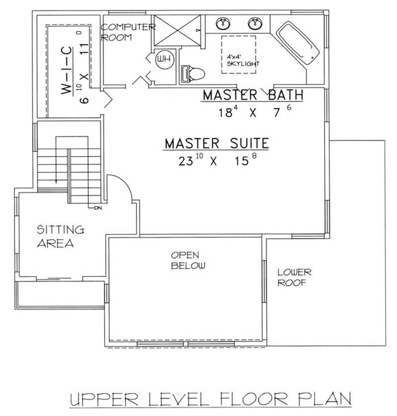 Floor Plan Second Story of Contemporary Plan #132-1339