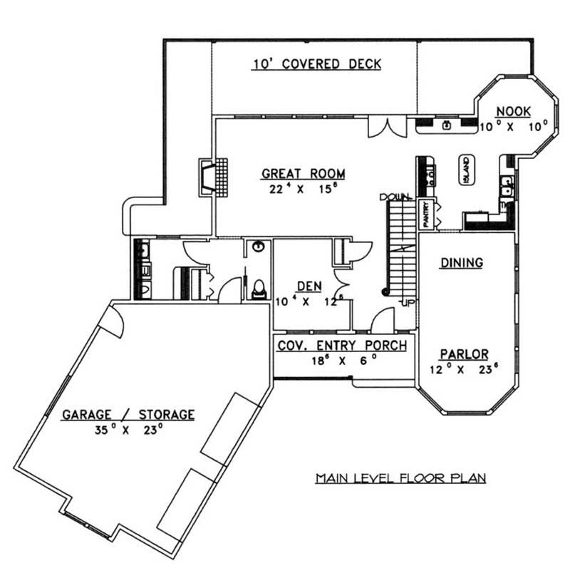 Floor Plan First Story of Victorian Plan #132-1340