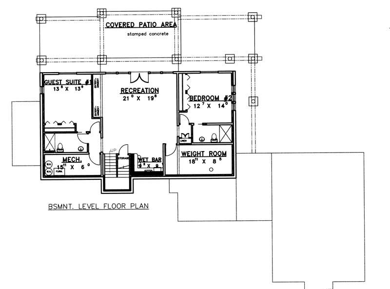 Floor Plan Basement of Contemporary Plan #132-1341