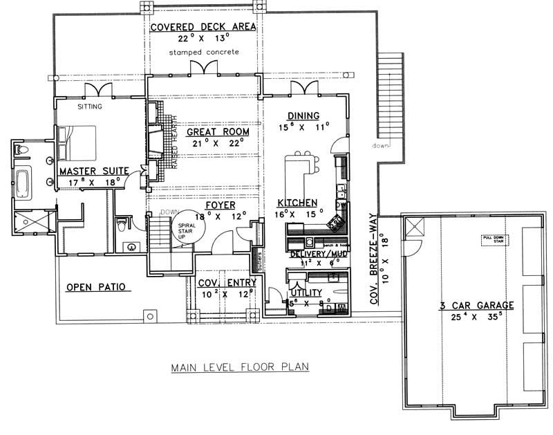 Floor Plan First Story of Contemporary Plan #132-1341