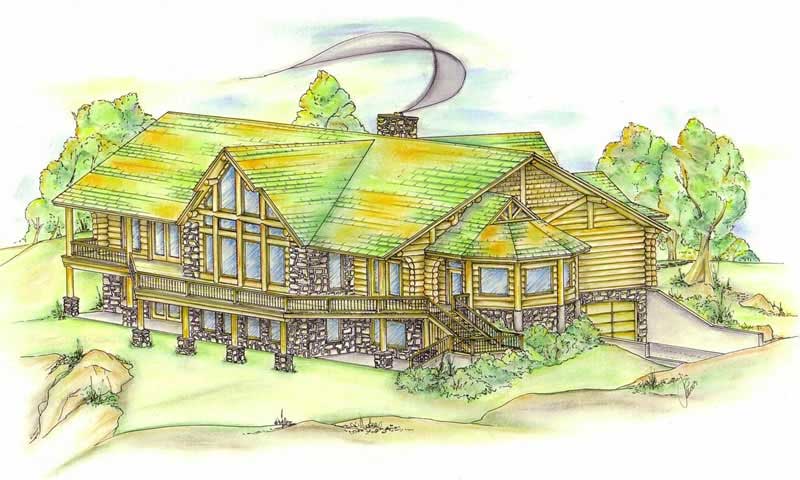 Front Elevation of this Log Cabin House (#132-1344) at The Plan Collection.