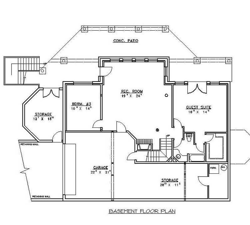 Floor Plan First Story of Log Cabin Plan #132-1344