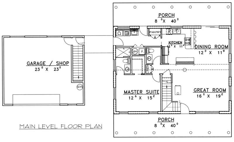 Floor Plan First Story of Log Cabin Plan #132-1345
