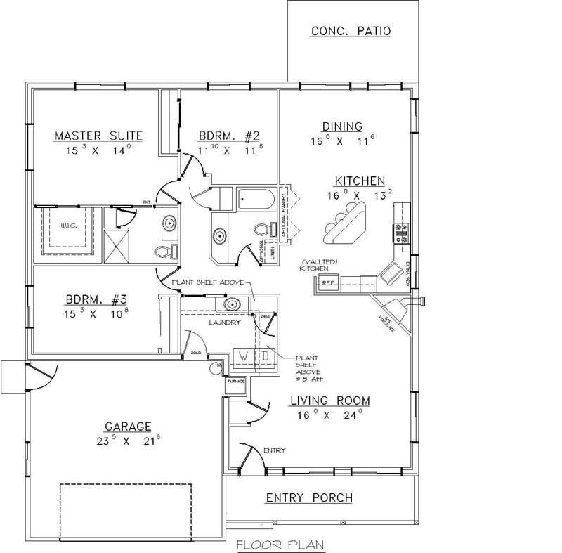 Floor Plan First Story of Concrete Block/ ICF Design Plan #132-1347