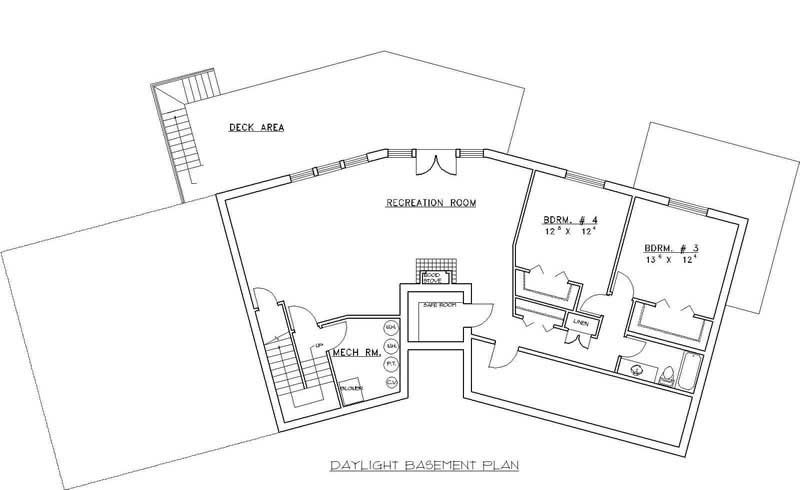 Floor Plan Basement of Concrete Block/ ICF Design Plan #132-1348