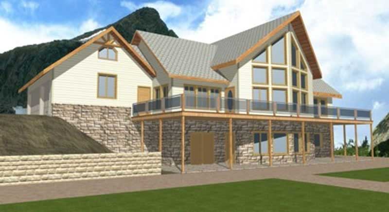 Front Elevation of this Concrete Block/ ICF Design House (#132-1350) at The Plan Collection.