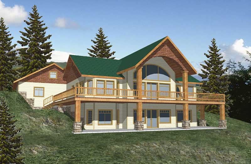 Front Elevation of this Concrete Block/ ICF Design House (#132-1351) at The Plan Collection.