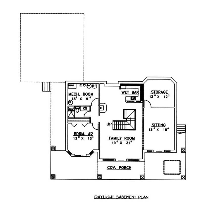 Floor Plan Basement of Concrete Block/ ICF Design Plan #132-1351
