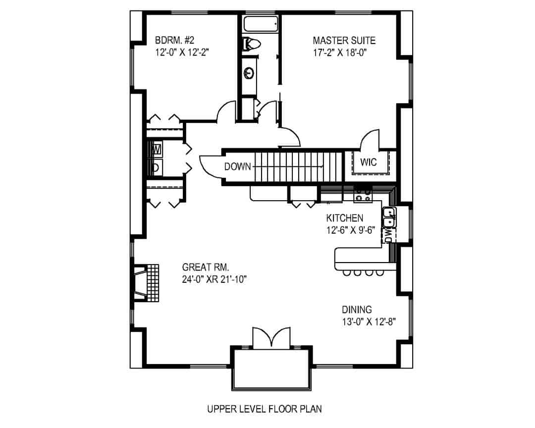 Upper Level of Barn Style Plan #132-1354