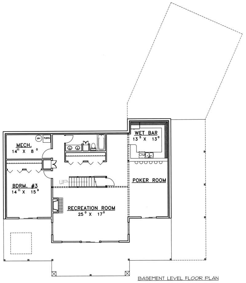 Floor Plan Basement of Log Cabin Plan #132-1355