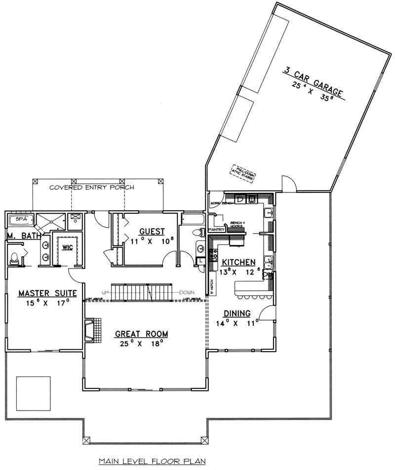 Floor Plan First Story of Log Cabin Plan #132-1355