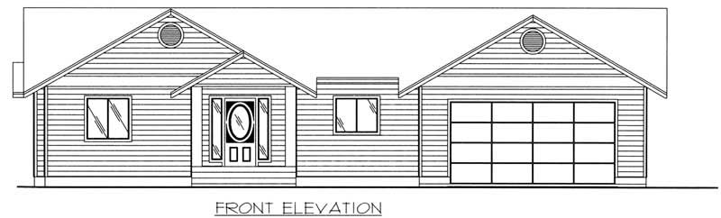 Home Plan Front Elevation of this 3-Bedroom,1350 Sq Ft Plan -132-1356