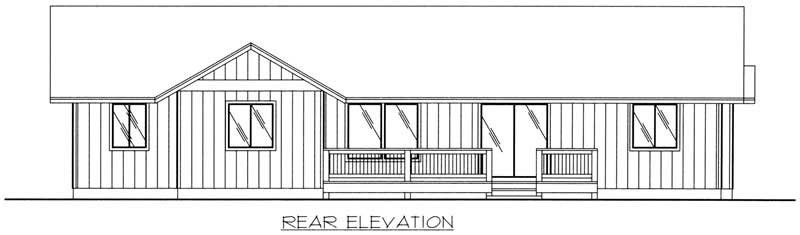 Home Plan Rear Elevation of this 3-Bedroom,1350 Sq Ft Plan -132-1356