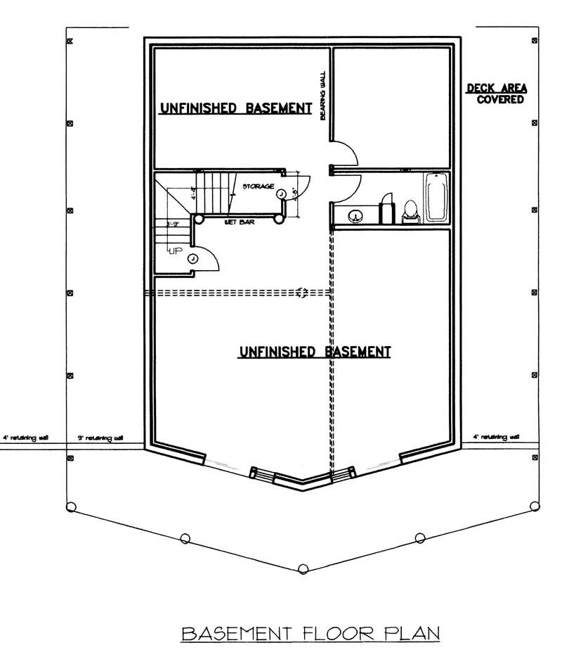 Floor Plan Basement of Log Cabin Plan #132-1357