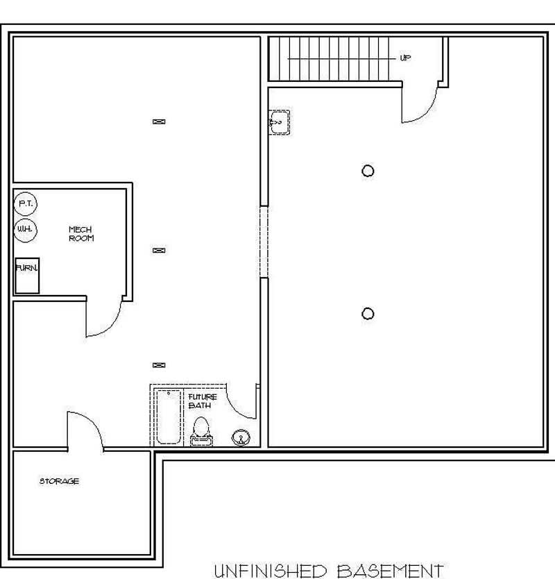 Floor Plan Basement of Log Cabin Plan #132-1359