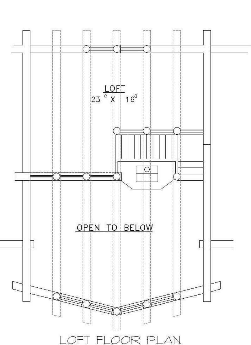 Floor Plan Second Story of Log Cabin Plan #132-1359