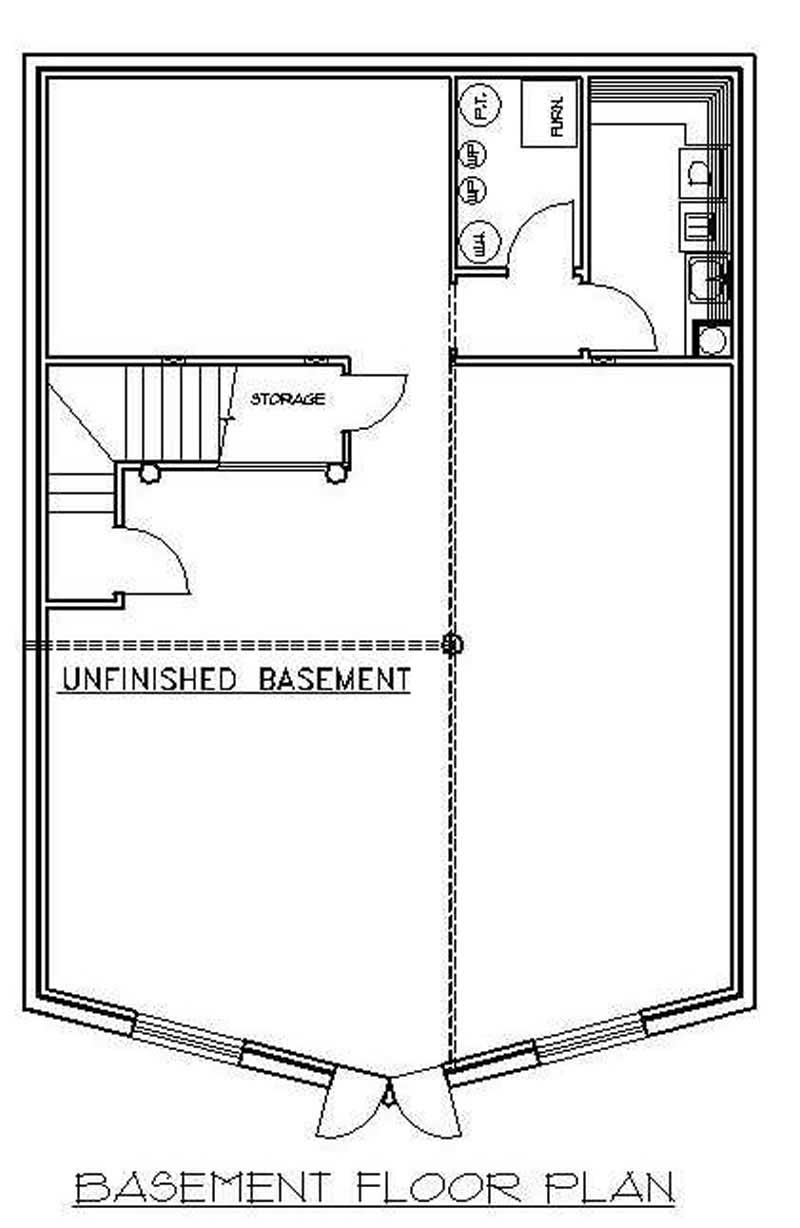 Floor Plan Basement of Log Cabin Plan #132-1361
