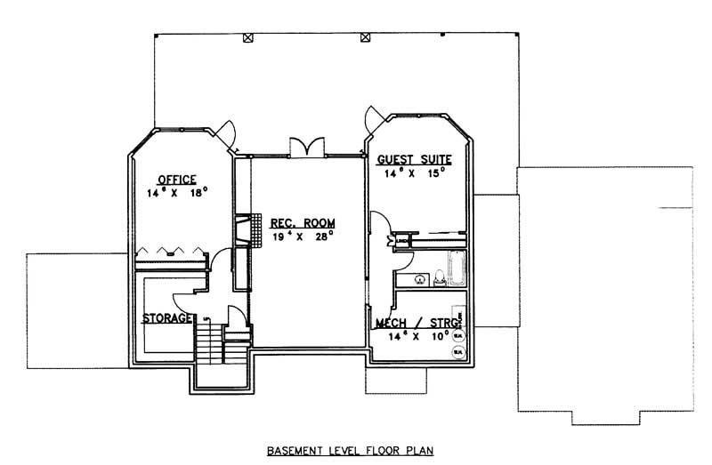 Floor Plan Basement of Contemporary Plan #132-1363