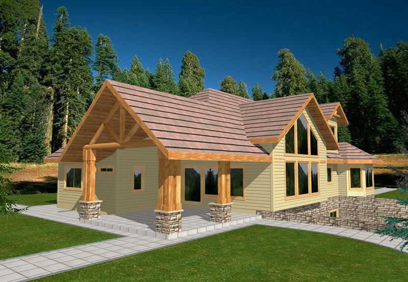 Front Elevation of this Ranch House (#132-1366) at The Plan Collection.