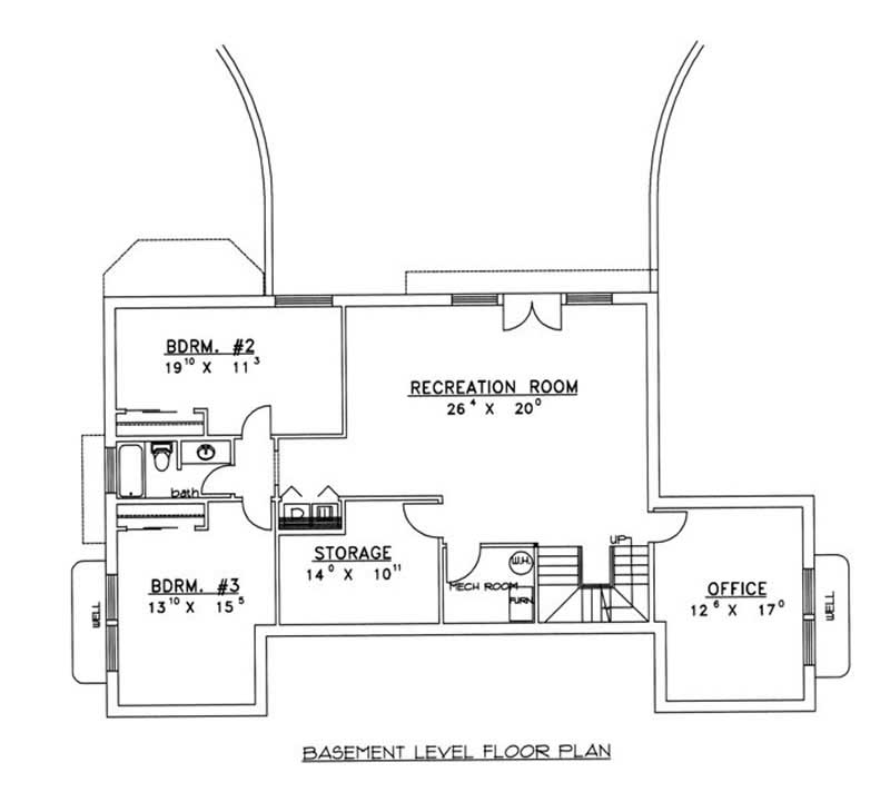 Floor Plan Basement of Ranch Plan #132-1366