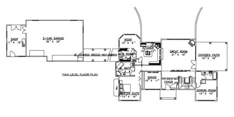 Floor Plan First Story of Ranch Plan #132-1366