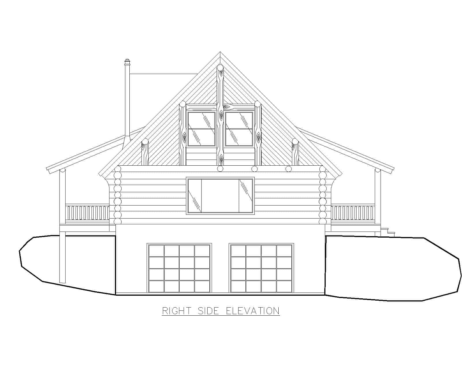 Home Plan Right Elevation of this 2-Bedroom,1805 Sq Ft Plan -132-1369