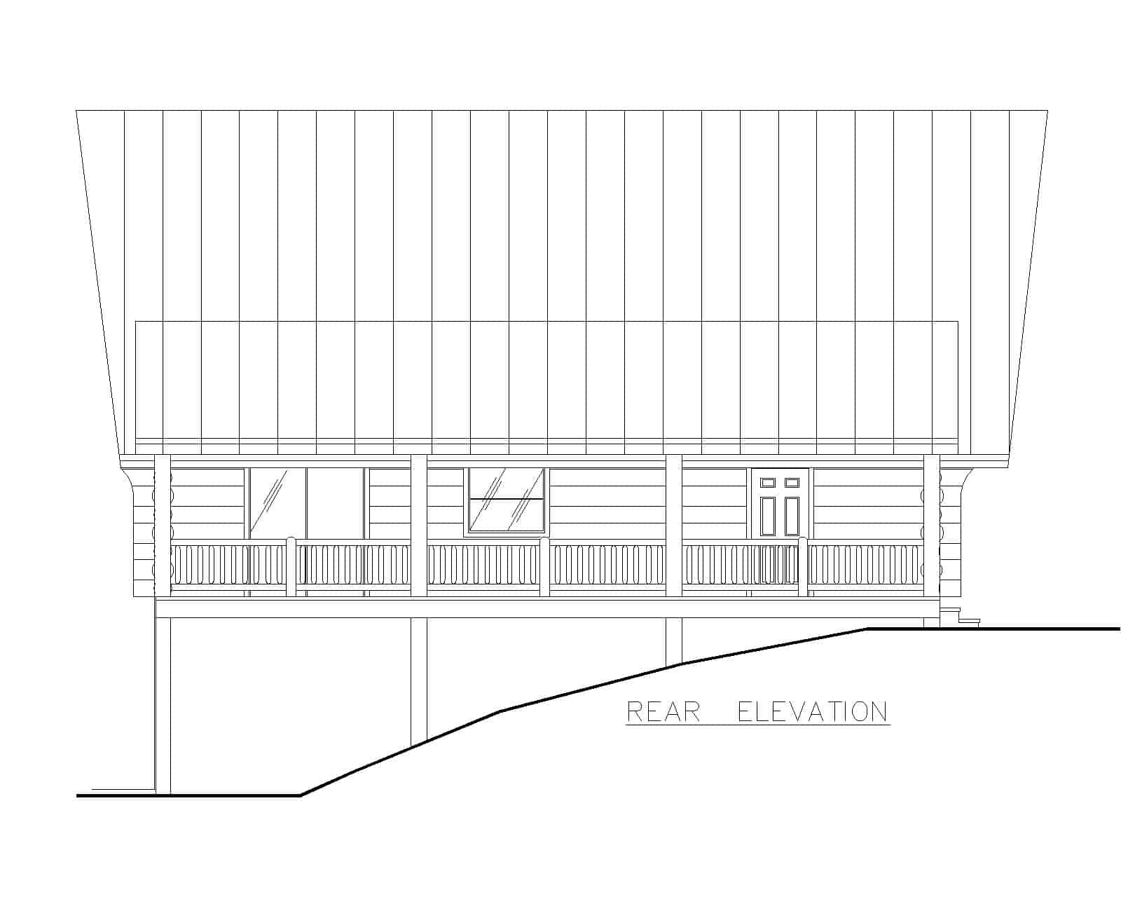 Home Plan Rear Elevation of this 2-Bedroom,1805 Sq Ft Plan -132-1369