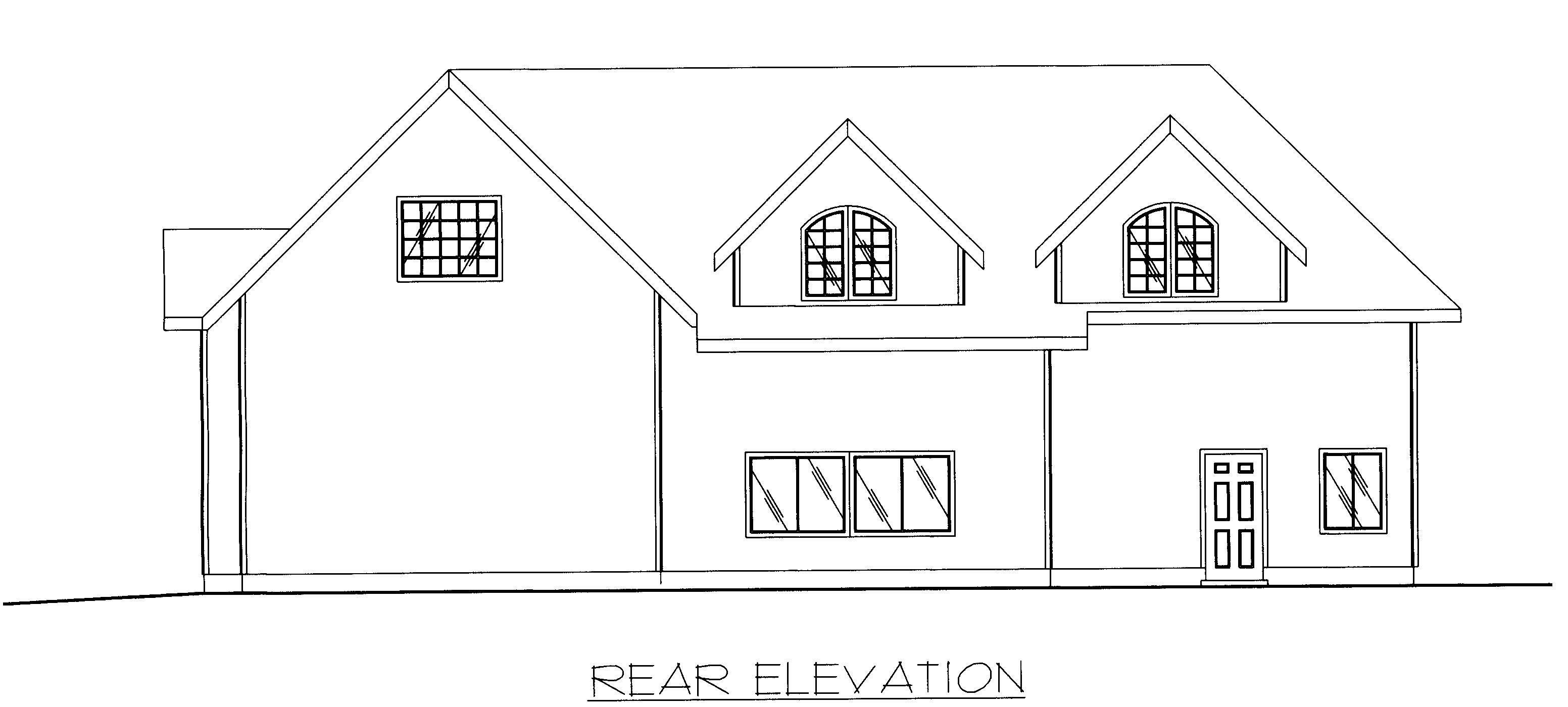 Home Plan Rear Elevation of this 1-Bedroom,998 Sq Ft Plan -132-1371