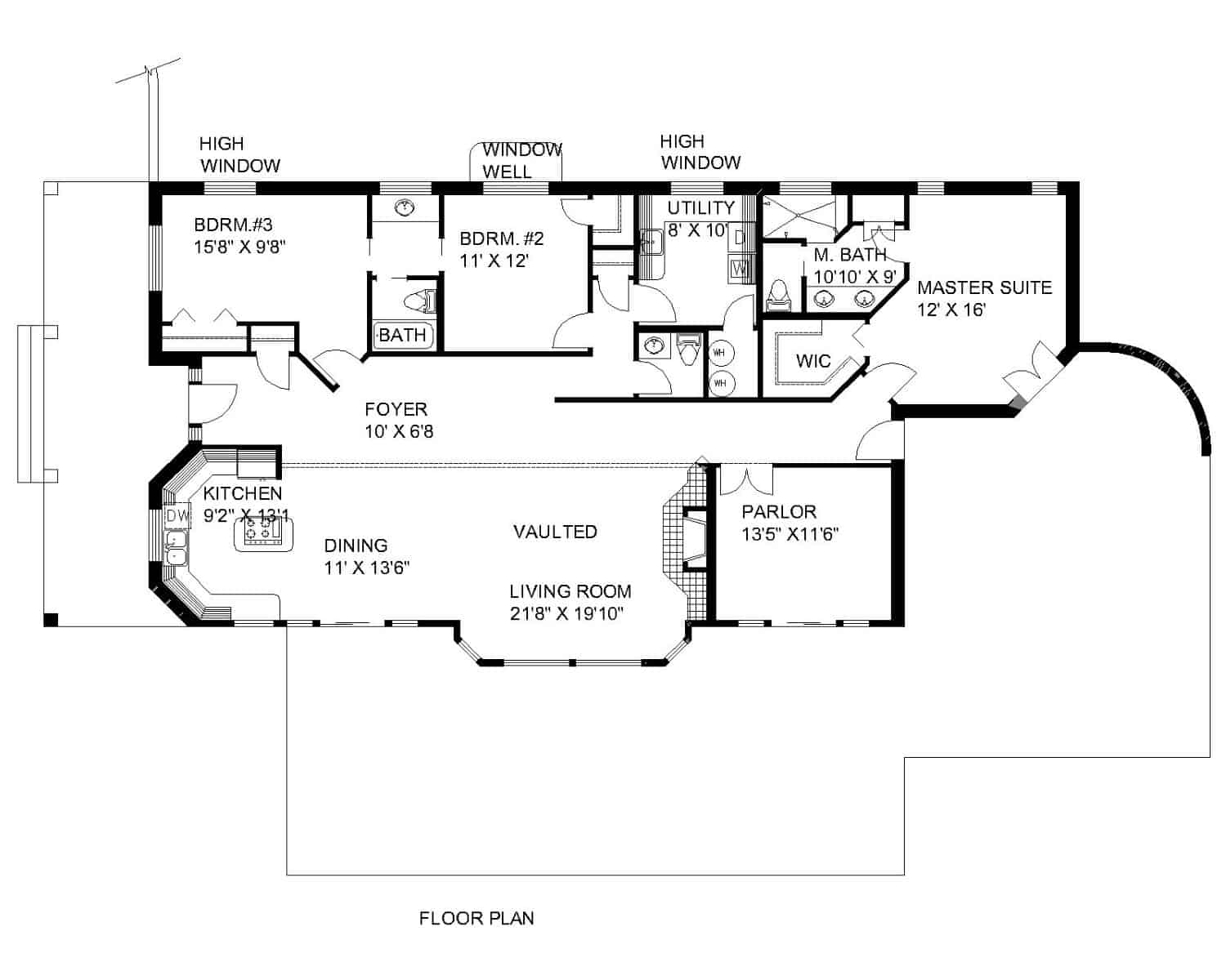 Main Level of Concrete Block/ ICF Design Plan #132-1372