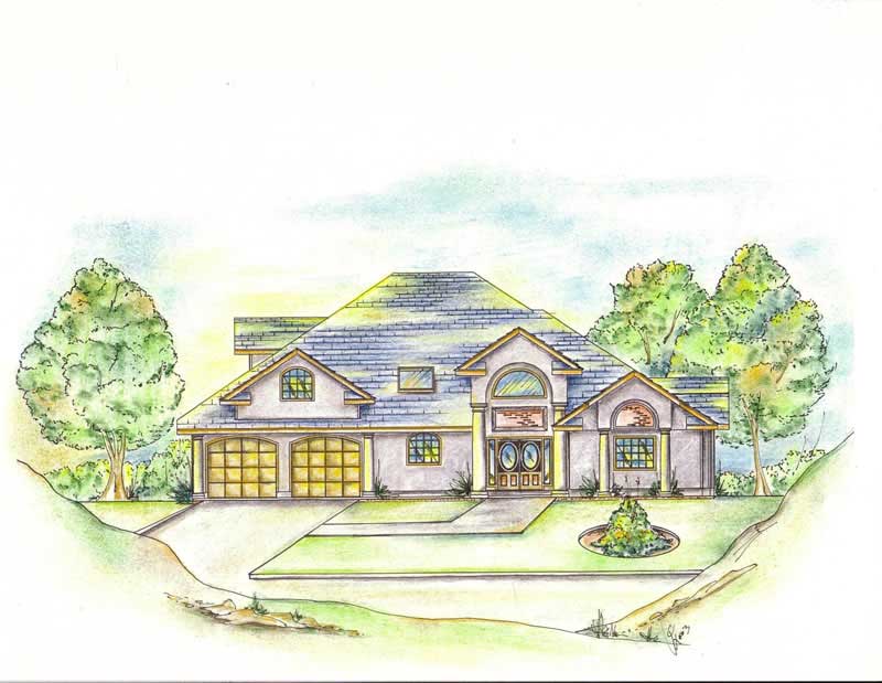 Front Elevation of this Contemporary House (#132-1375) at The Plan Collection.