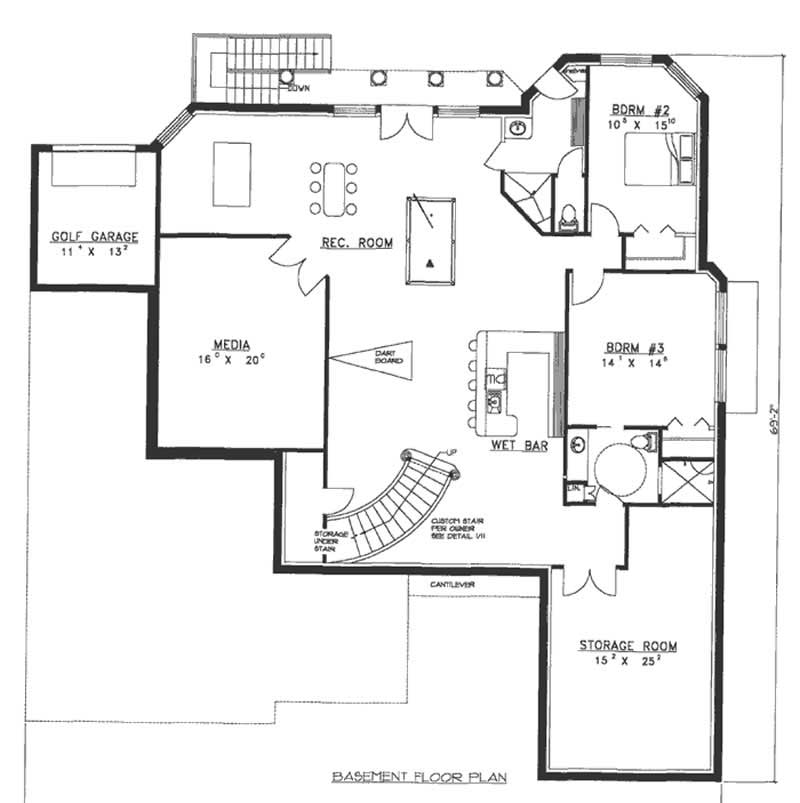 Floor Plan Basement of Contemporary Plan #132-1375