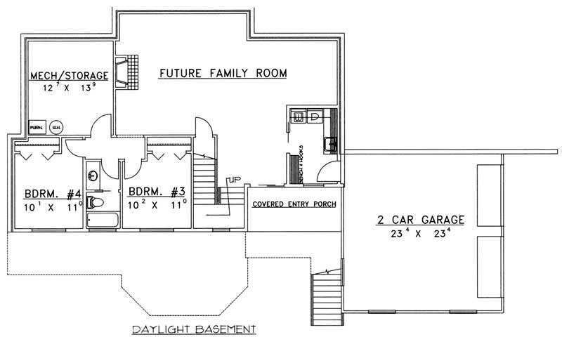 Floor Plan Basement of Ranch Plan #132-1377