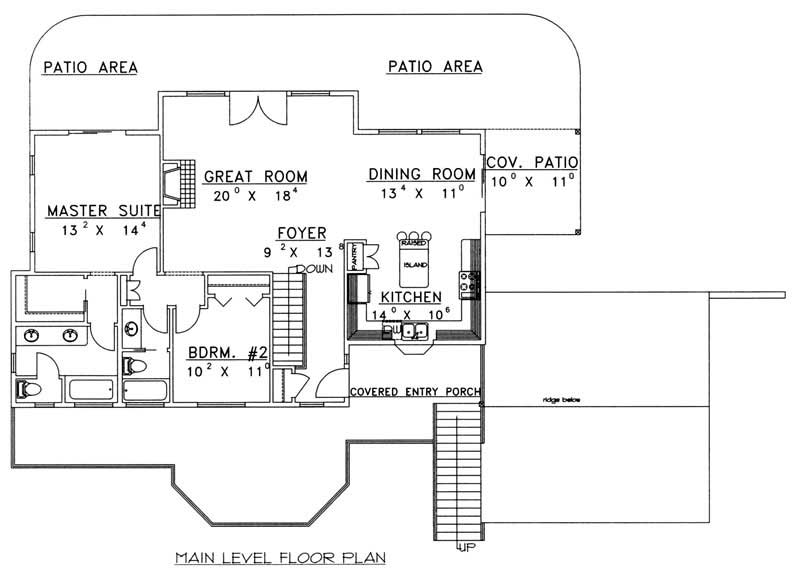 Floor Plan First Story of Ranch Plan #132-1377