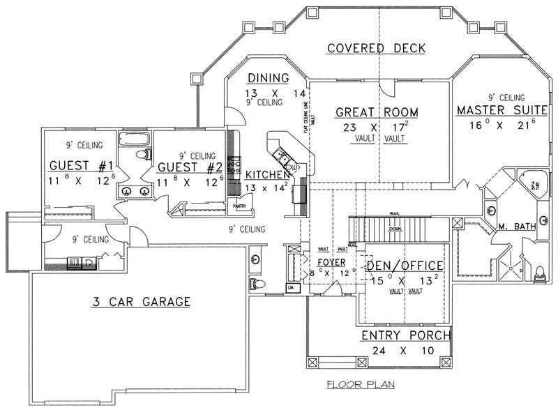 Floor Plan First Story of Vacation Homes Plan #132-1378