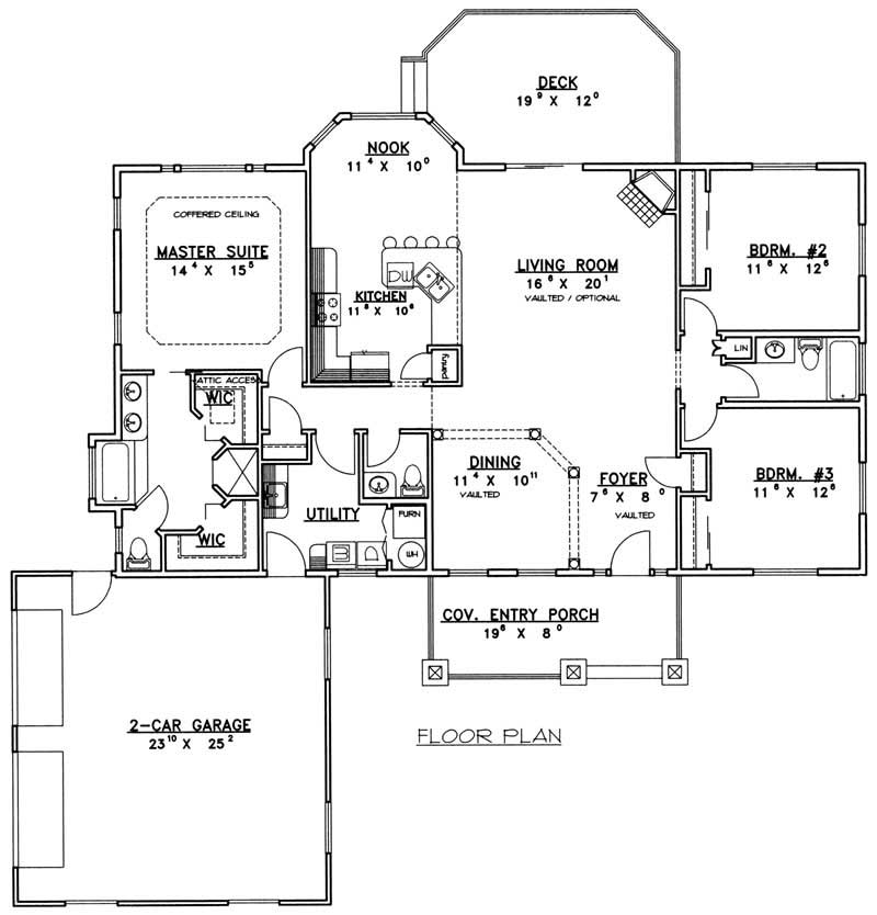 Floor Plan First Story of Ranch Plan #132-1379