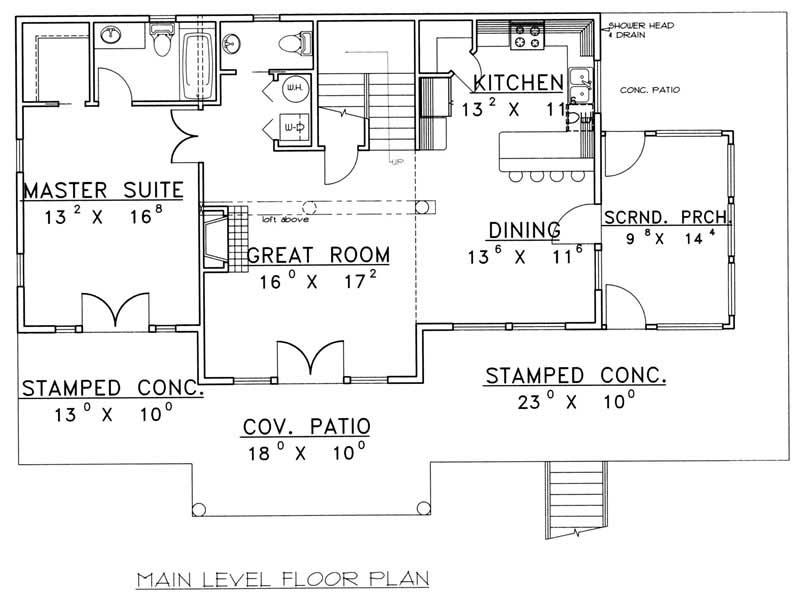 Main Level of Rustic Plan #132-1380
