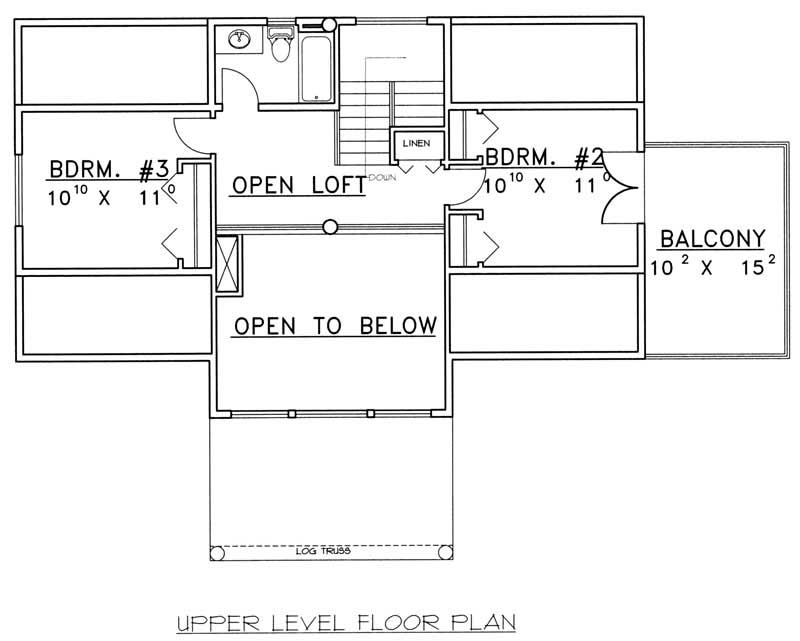 Upper Level of Rustic Plan #132-1380