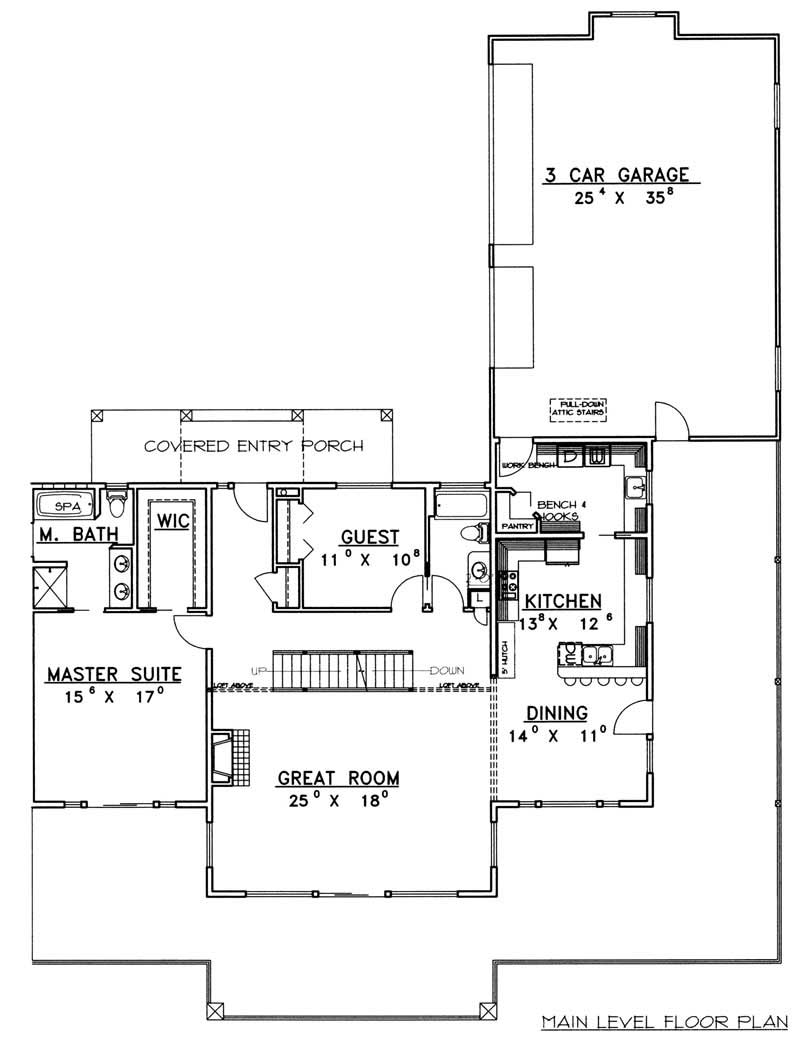 Floor Plan First Story of Craftsman Plan #132-1382