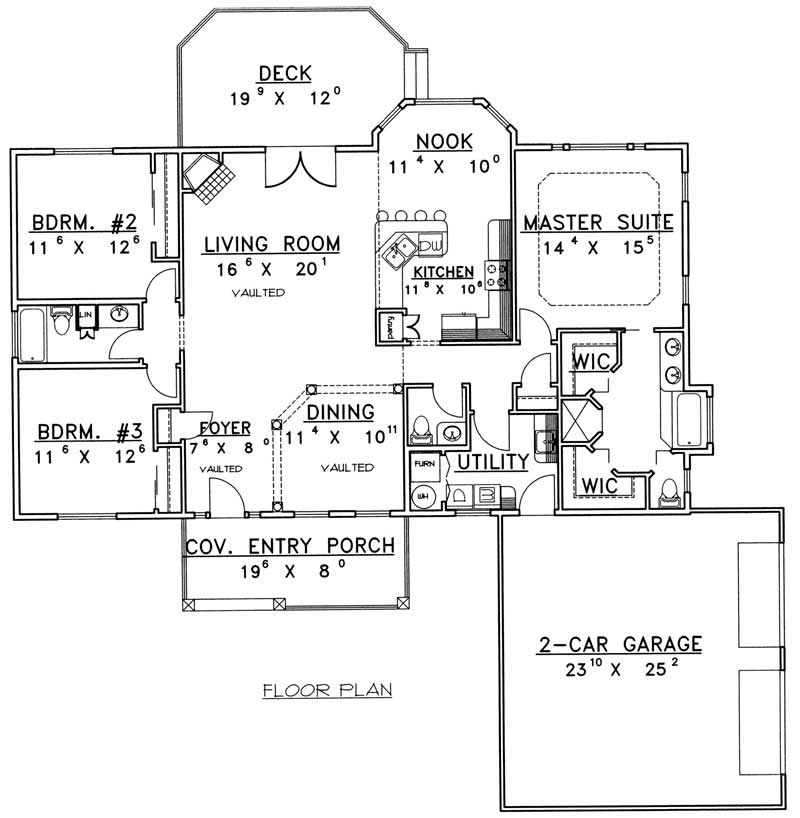 Floor Plan First Story of Ranch Plan #132-1383