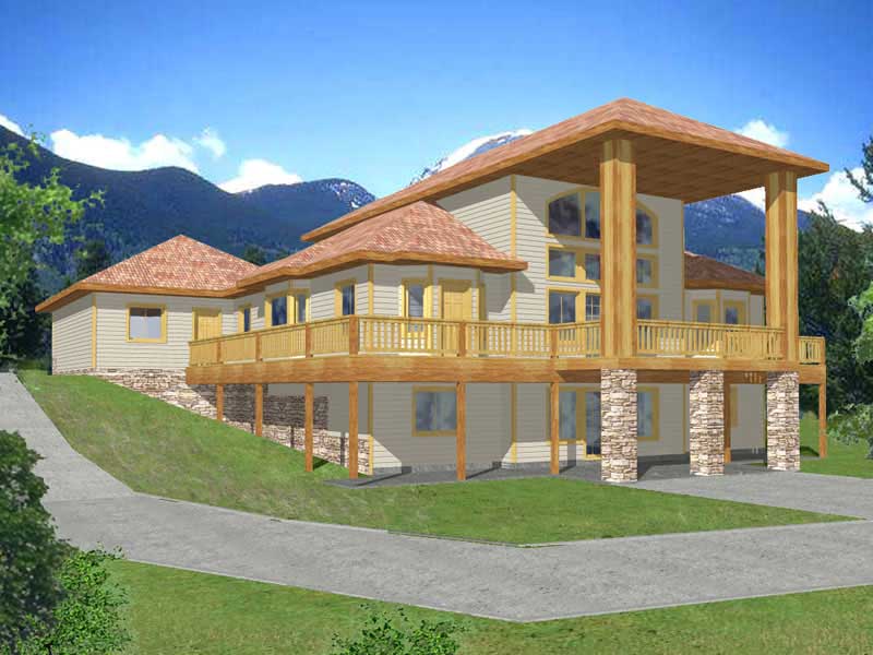 Front Elevation of this Vacation Homes House (#132-1384) at The Plan Collection.