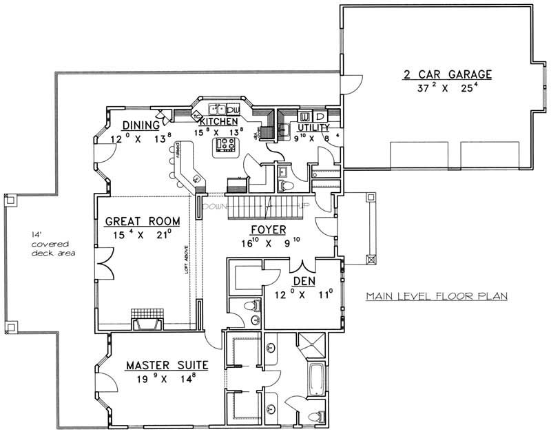 Floor Plan First Story of Vacation Homes Plan #132-1384