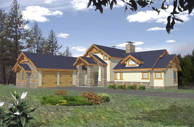 Front Elevation of this Craftsman House (#132-1385) at The Plan Collection.
