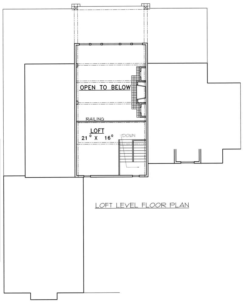 Floor Plan Second Story of Craftsman Plan #132-1385