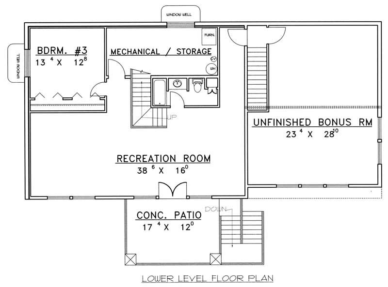 Floor Plan Basement of Country Plan #132-1386