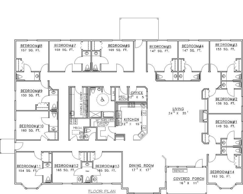 Floor Plan First Story of Multi-Unit Plan #132-1389